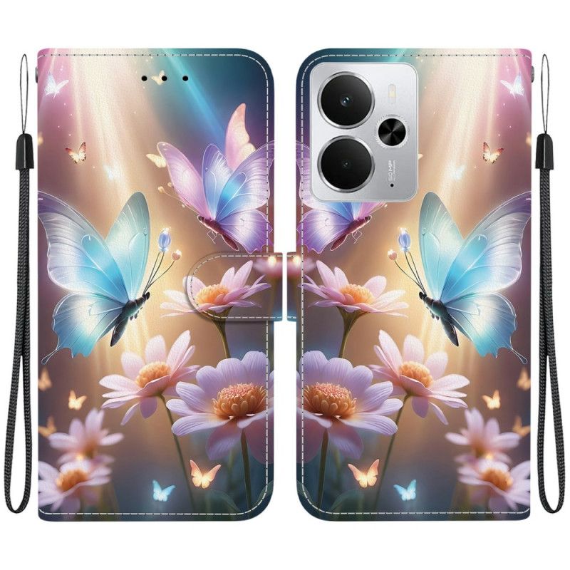Flip Cover Til Realme 14 5g Blomstersommerfugle