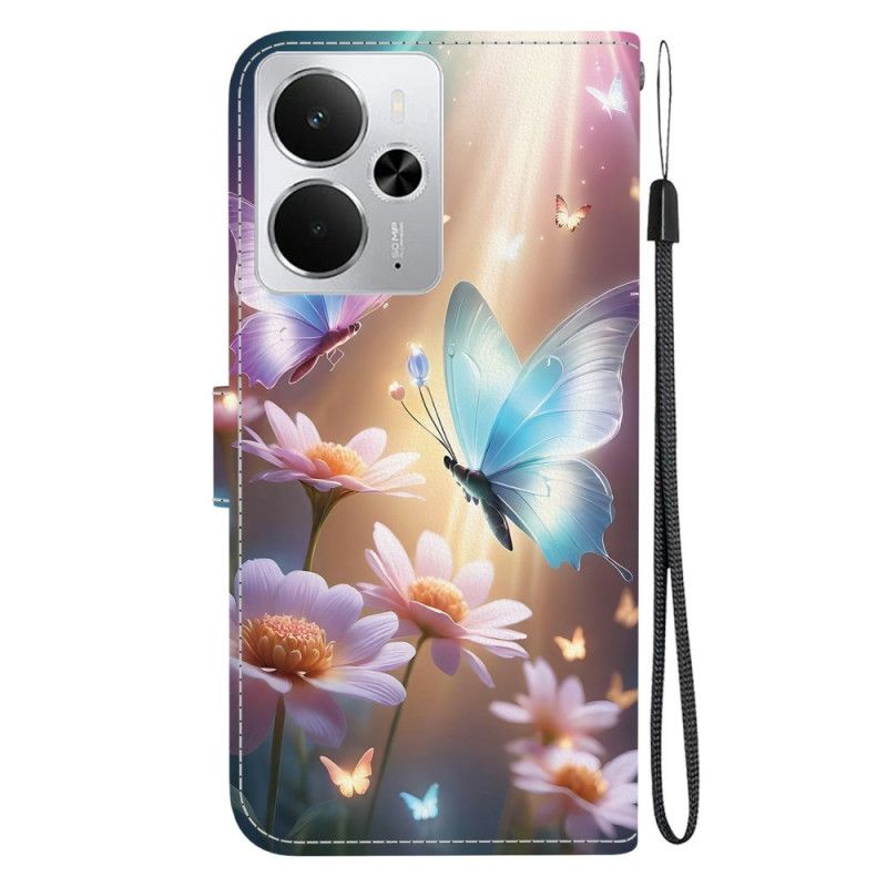 Flip Cover Til Realme 14 5g Blomstersommerfugle