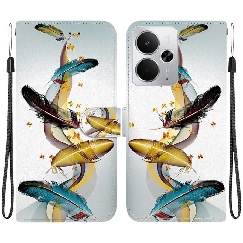 Flip Cover Til Realme 14 5g Fjer Og Sommerfugle