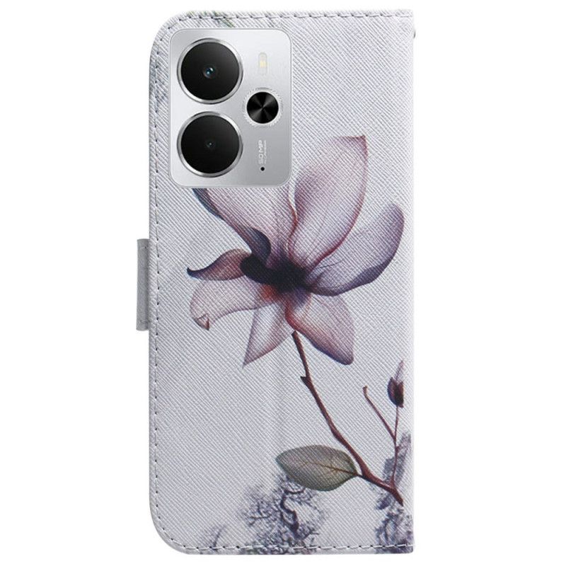 Flip Cover Til Realme 14 5g Lyserød Blomst
