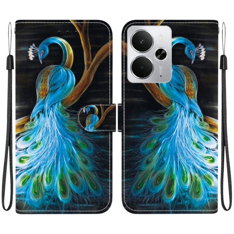 Flip Cover Til Realme 14 5g Påfuglemønster