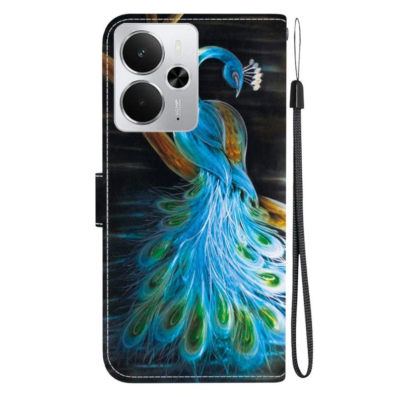 Flip Cover Til Realme 14 5g Påfuglemønster