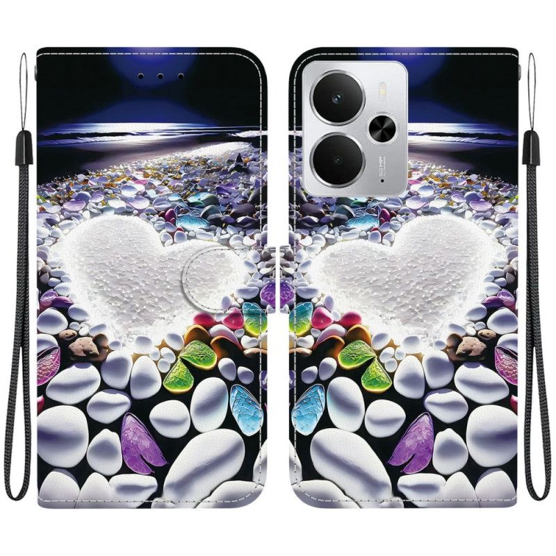 Læder Cover Realme 14 5g Hjertemønster