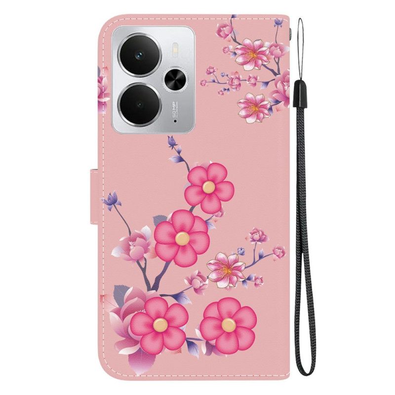 Læder Cover Realme 14 5g Sakura-mønster