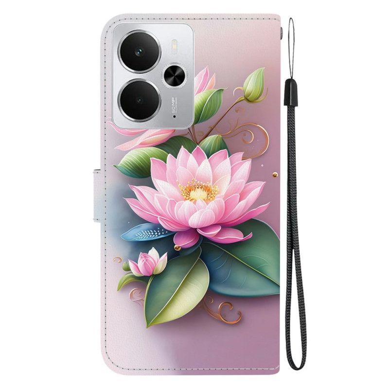 Læder Cover Realme 14 5g Telefon Etui Lotus