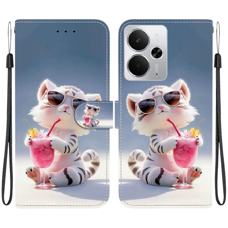 Læder Cover Realme 14 5g Telefon Etui Tegneserietiger