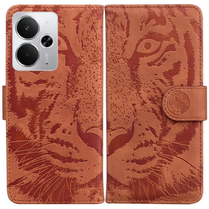 Læder Cover Realme 14 5g Telefon Etui Tigerprint