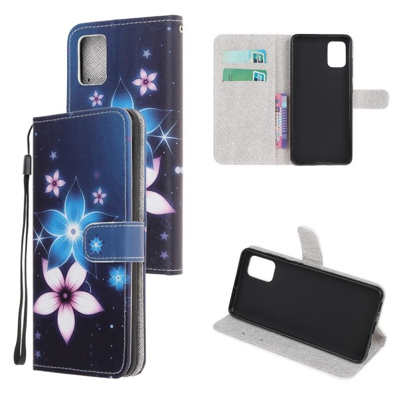 Flip Cover Læder for Xiaomi Poco M3 Måneblomster Med Rem