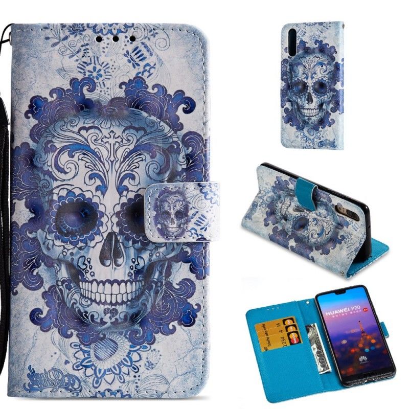 Flip Cover Huawei P20 Mobilcover 3D Blå Kranium