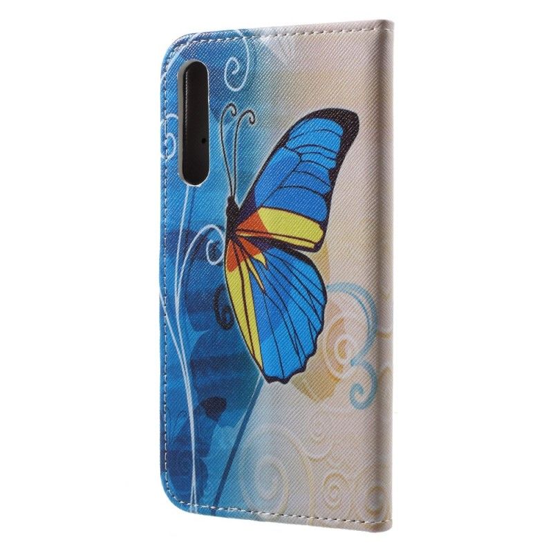 Flip Cover Læder Huawei P20 Lilla Sommerfugle Original