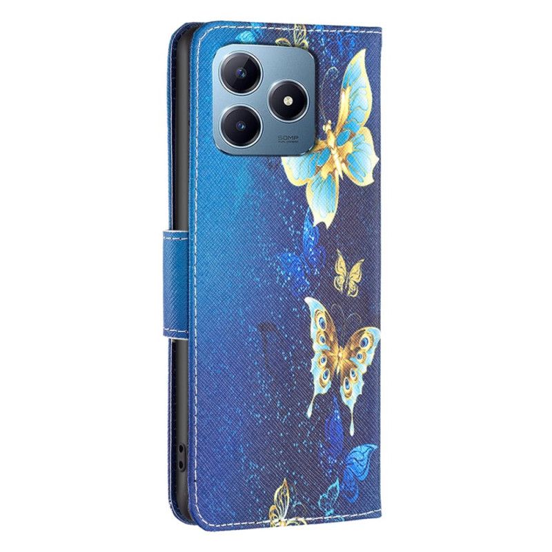 Flip Cover Realme Note 60x Guldsommerfugle
