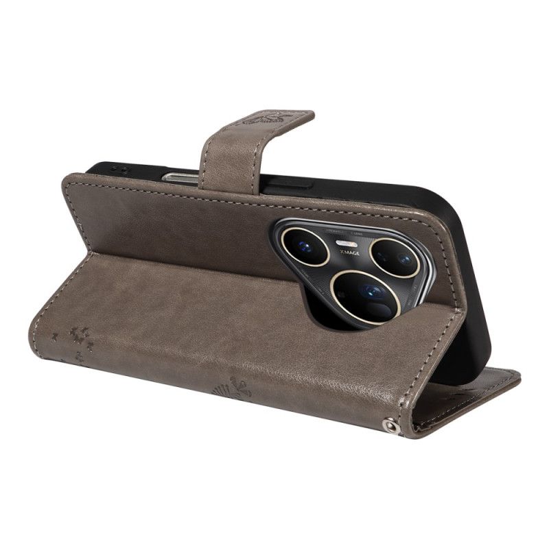 Læder Cover Huawei Pura 80 Ultra Telefon Etui Kat Og Træ