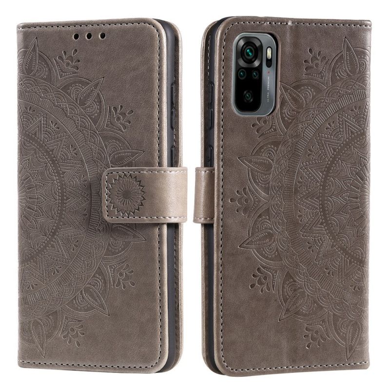 Flip Cover Læder for Xiaomi Redmi Note 10 / Note 10S Grå Solmandala