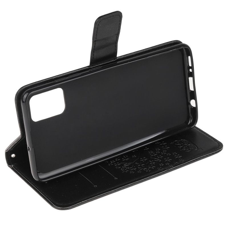 Flip Cover Læder Xiaomi Redmi Note 10 / Note 10S Sort Træ- Og Stringugler