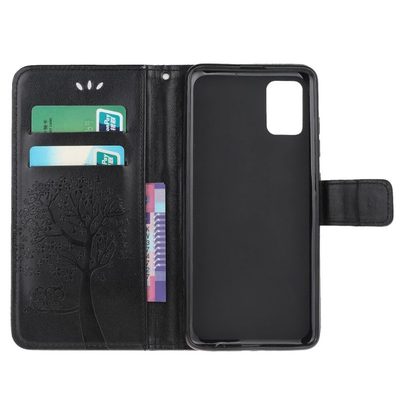 Flip Cover Læder Xiaomi Redmi Note 10 / Note 10S Sort Træ- Og Stringugler