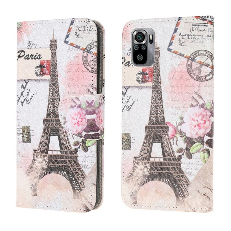 Flip Cover Xiaomi Redmi Note 10 / Note 10S Retro Eiffeltårn