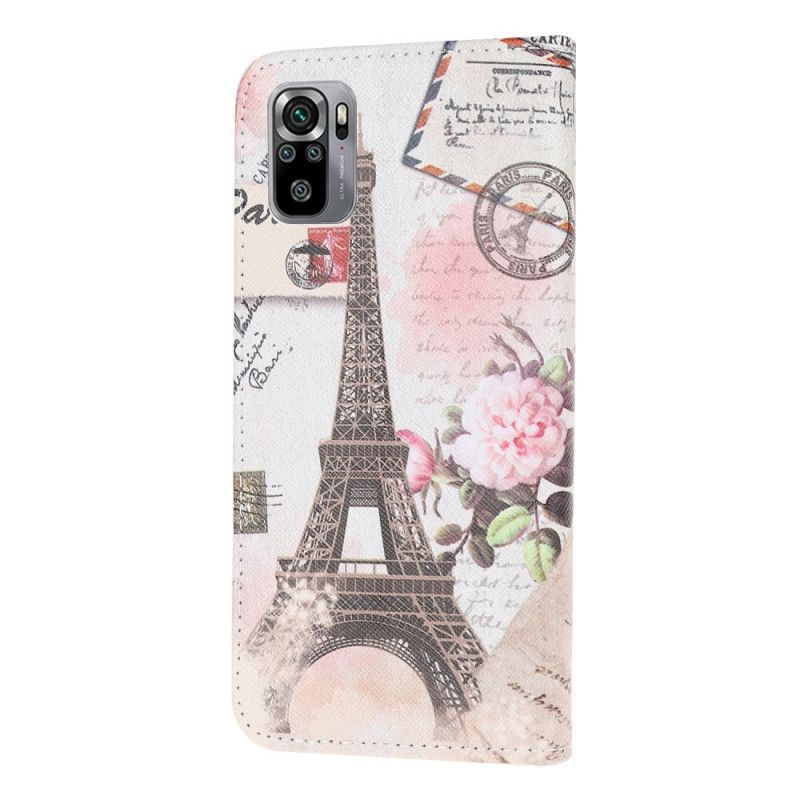 Flip Cover Xiaomi Redmi Note 10 / Note 10S Retro Eiffeltårn