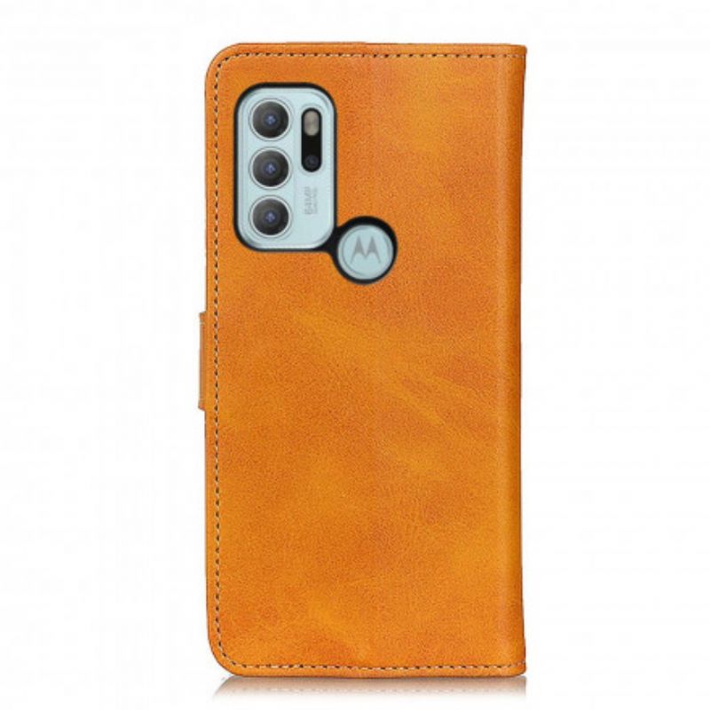 Læder Cover Moto G60s Telefon Etui Mat Lædereffekt
