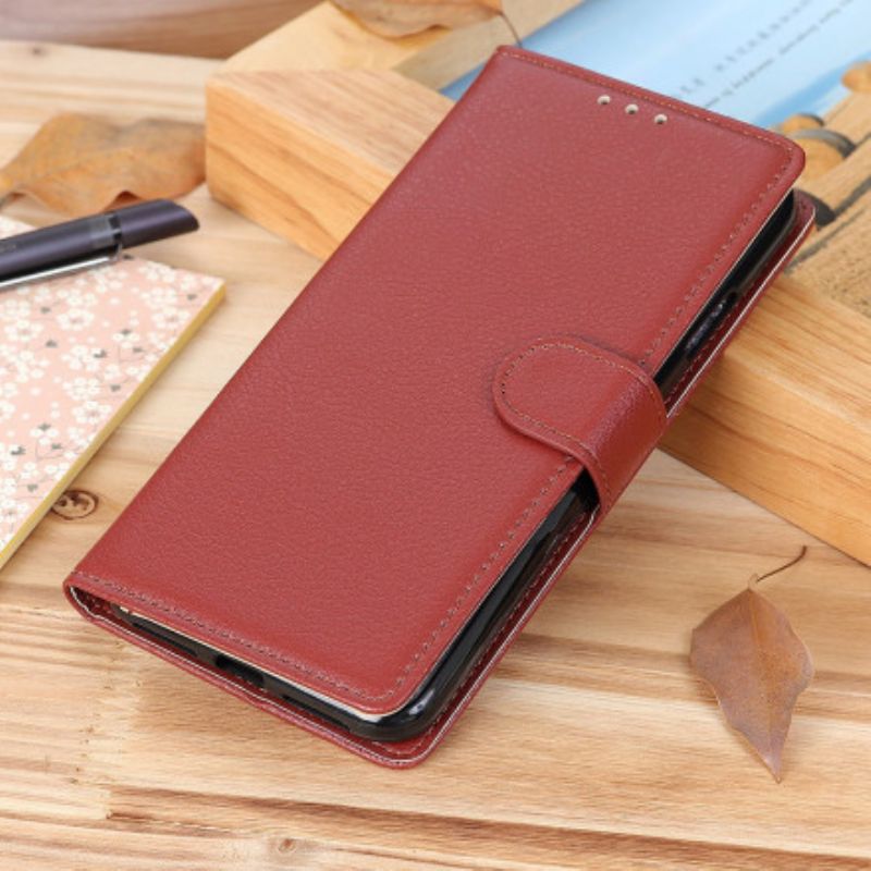 Læder Cover Moto G60s Telefon Etui Traditionelt Litchi Imiteret Læder
