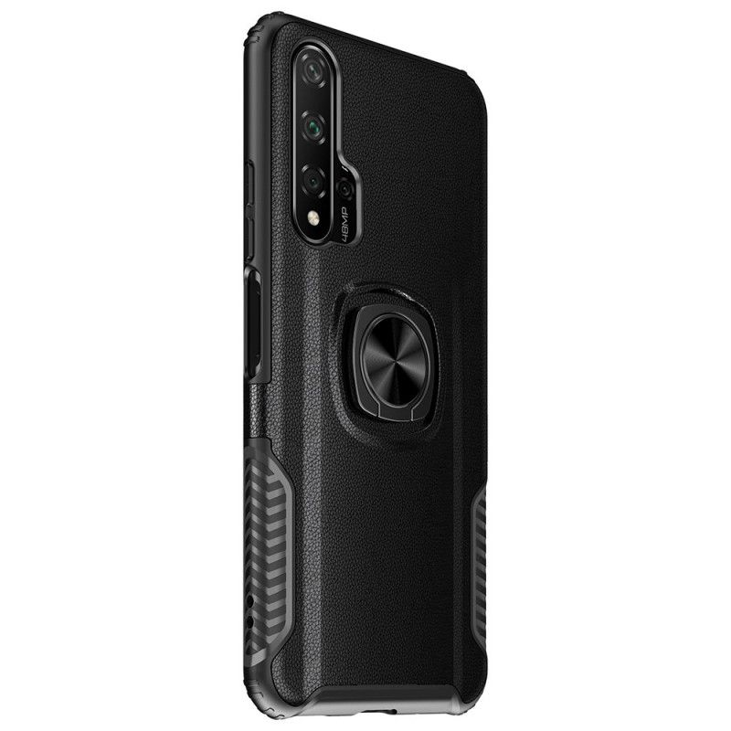 Cover for Honor 20 Sort Premium Metal- Og Imiteret Læderring