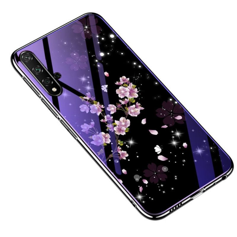 Cover Honor 20 Magenta Hærdet Glas Og Blomster Silikone