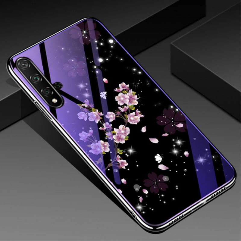 Cover Honor 20 Magenta Hærdet Glas Og Blomster Silikone
