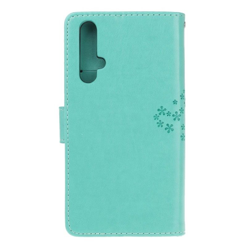 Flip Cover Honor 20 Grå Mobilcover Træ- Og Rem-Ugler