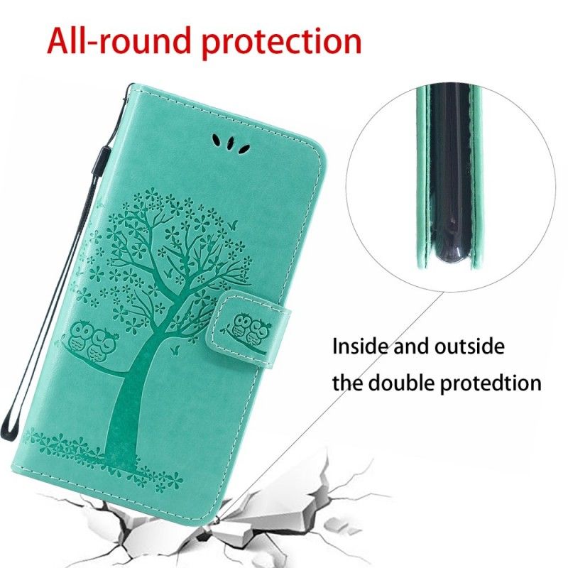Flip Cover Honor 20 Grå Mobilcover Træ- Og Rem-Ugler