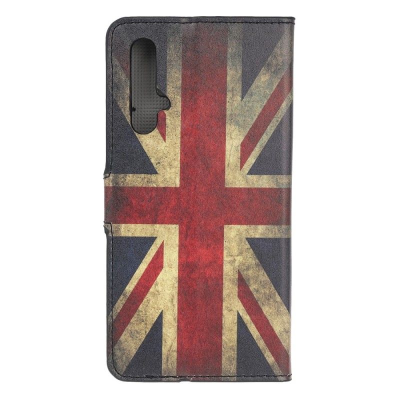 Flip Cover Læder Honor 20 Engelsk Flag