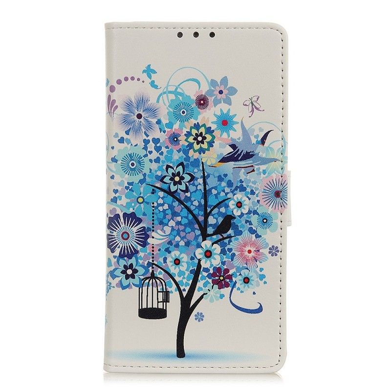 Flip Cover Læder Honor 20 Grøn Blomstrende Træ Original