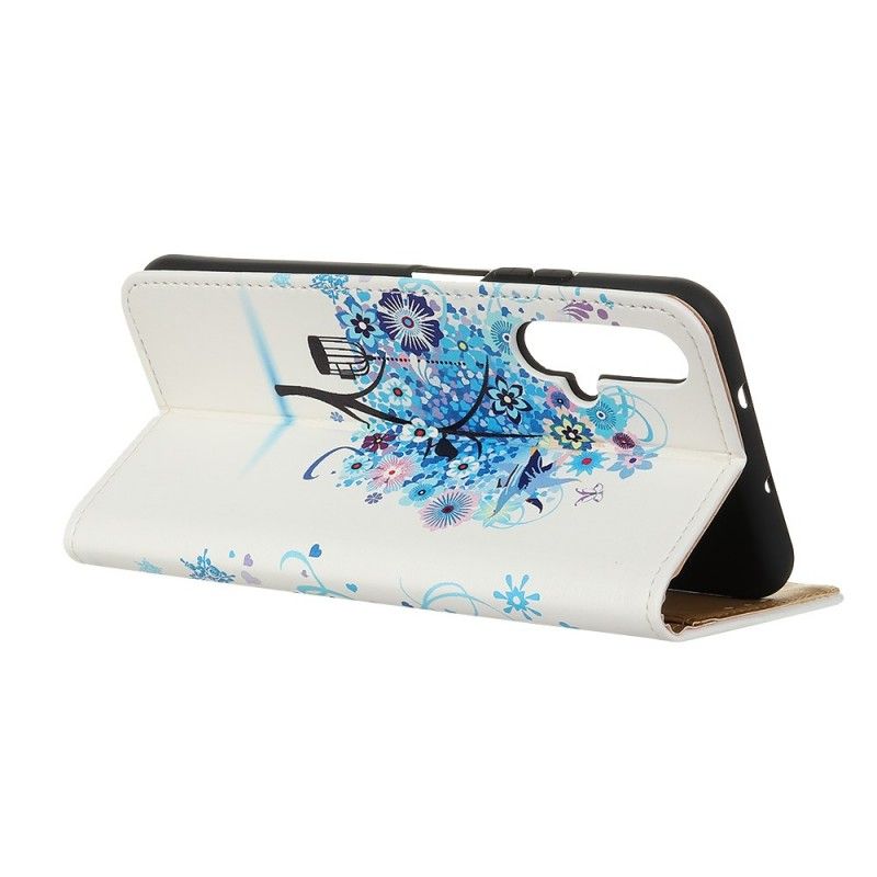 Flip Cover Læder Honor 20 Grøn Blomstrende Træ Original
