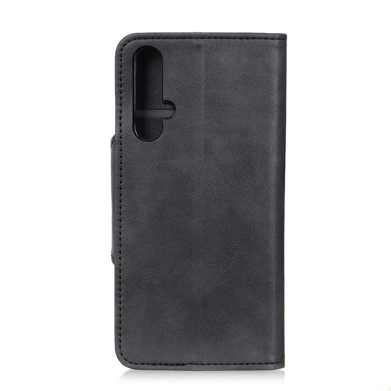 Flip Cover Læder Honor 20 Sort Vintage Kunstlæder Knap Original