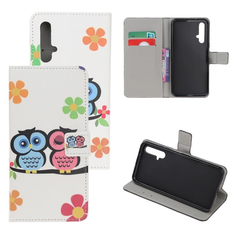 Flip Cover Læder Honor 20 Ugler