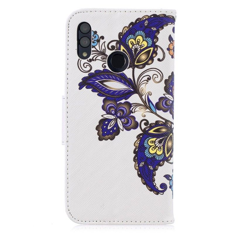 Flip Cover Læder for Honor 10 Lite Sommerfugletatovering