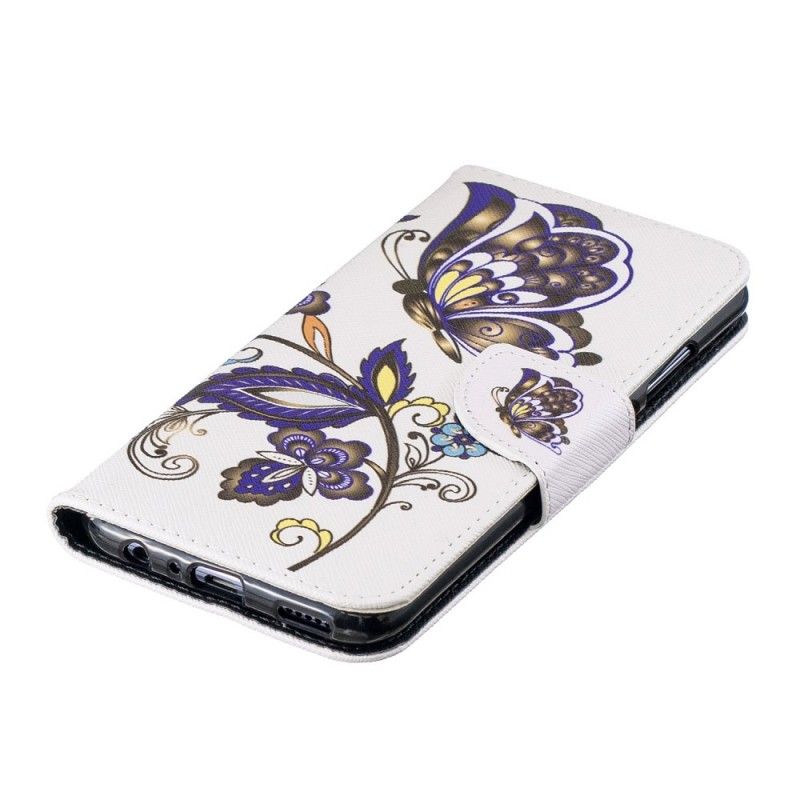 Flip Cover Læder for Honor 10 Lite Sommerfugletatovering