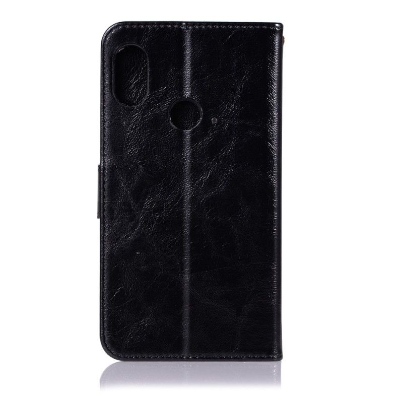 Flip Cover Læder for Honor 10 Lite Sort Vintage Lædereffekt Med Rem