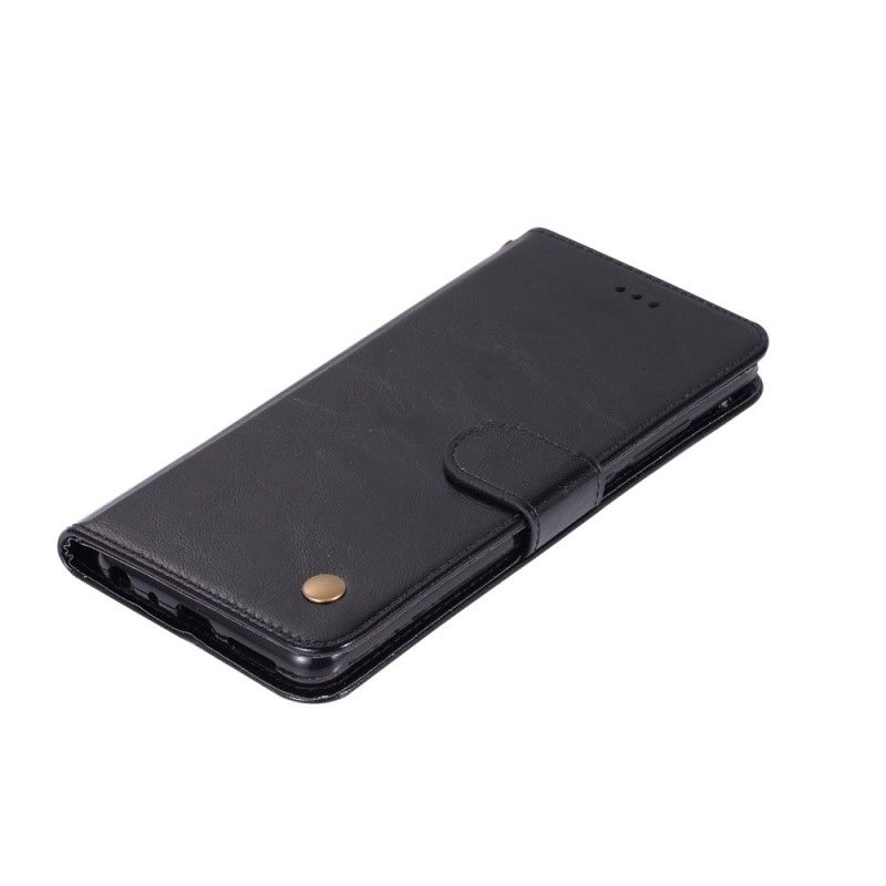 Flip Cover Læder for Honor 10 Lite Sort Vintage Lædereffekt Med Rem