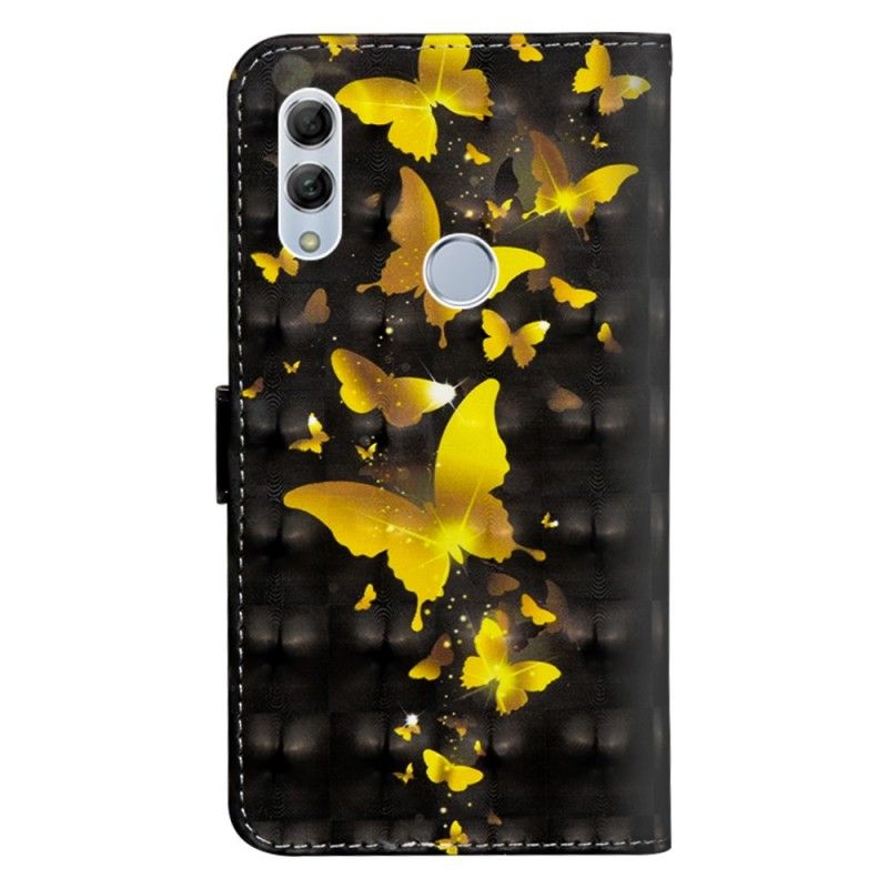 Flip Cover Læder Honor 10 Lite Gule Sommerfugle