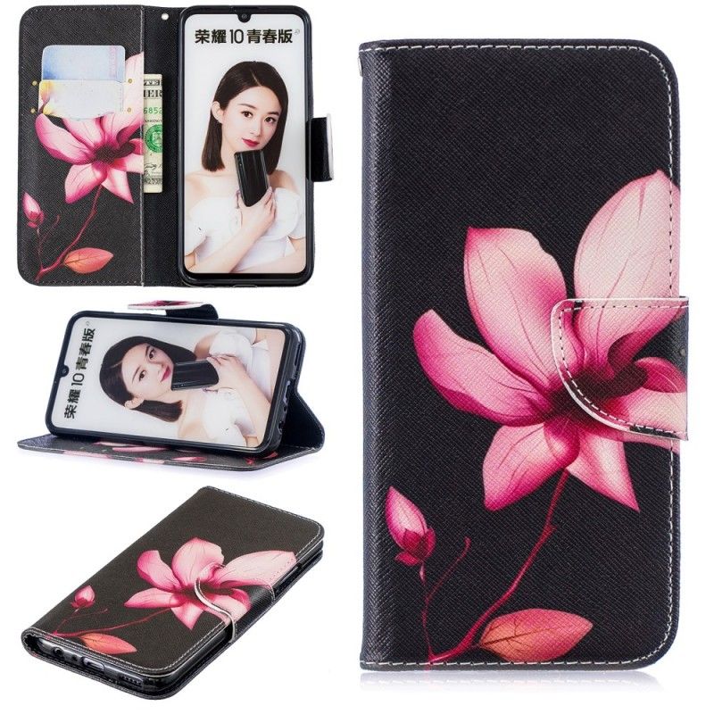 Flip Cover Læder Honor 10 Lite Lyserød Blomst