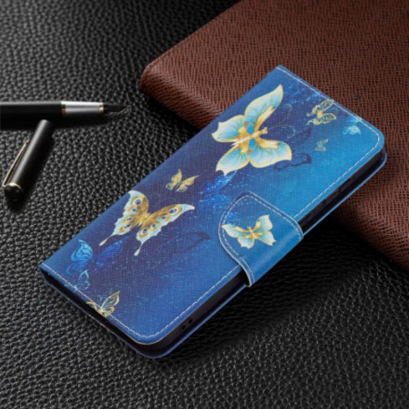 Læder Cover Huawei P50 Telefon Etui Sommerfugle Om Natten