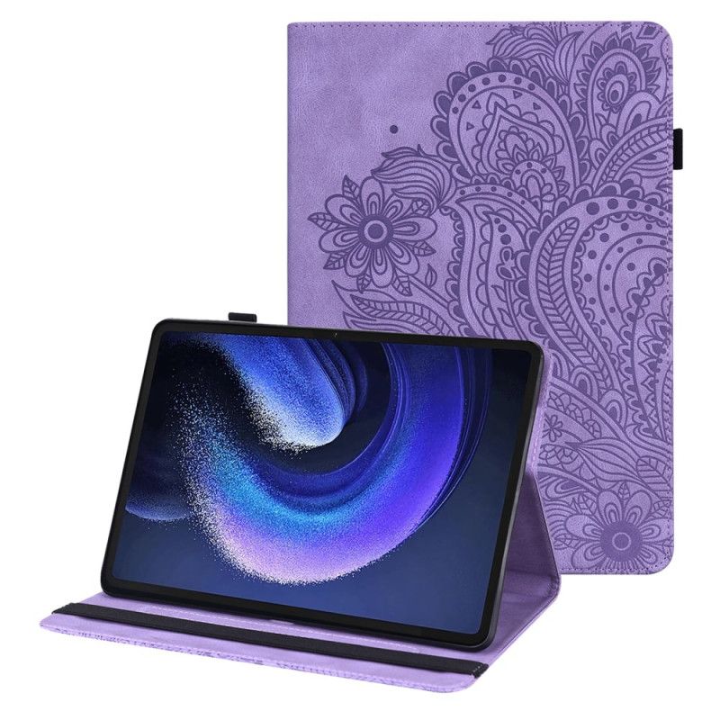 Etui Xiaomi Pad 6 Blomsterlædereffekt