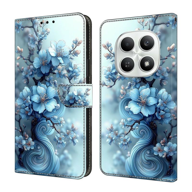 Flip Cover Til Xiaomi Redmi Note 15 5g Isblå Blomst