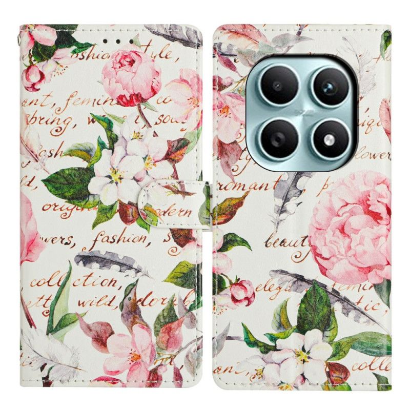 Flip Cover Xiaomi Redmi Note 15 5g Grønne Blomster Og Blade