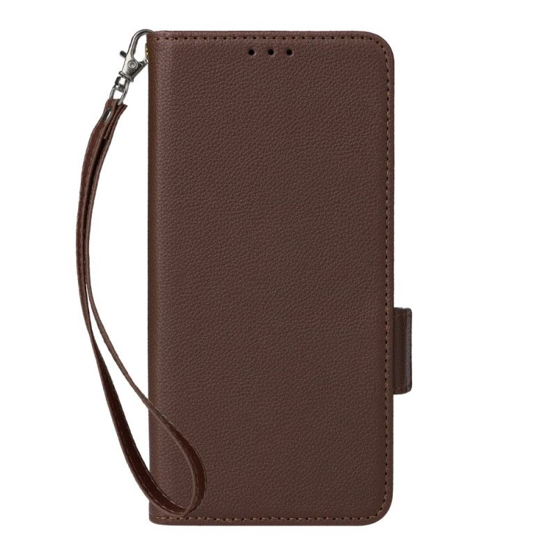 Flip Cover Xiaomi Redmi Note 15 5g Litchi-tekstureret Med Rem