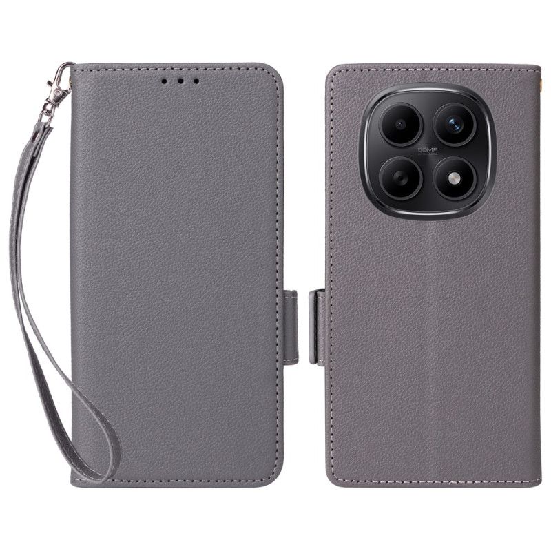 Flip Cover Xiaomi Redmi Note 15 5g Litchi-tekstureret Med Rem