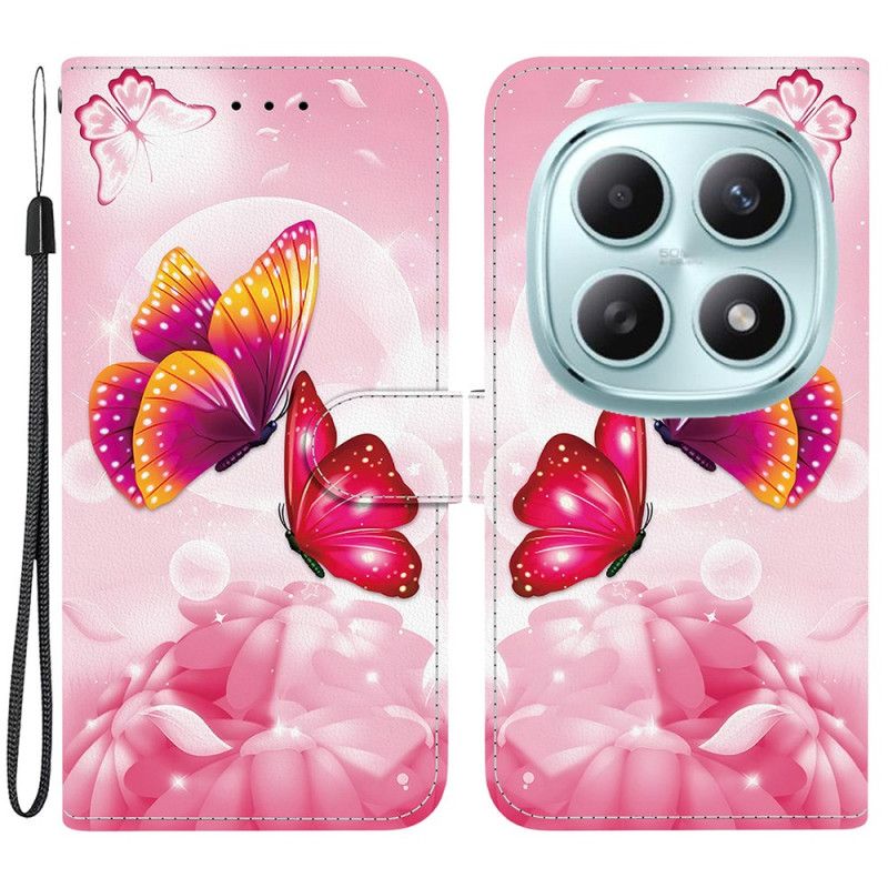 Flip Cover Xiaomi Redmi Note 15 5g Lyserød Sommerfugle