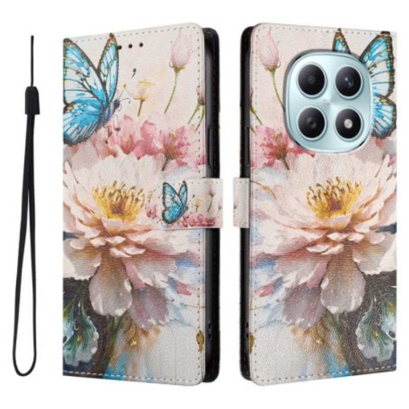 Flip Cover Xiaomi Redmi Note 15 5g Sommerfugl Og Blomster