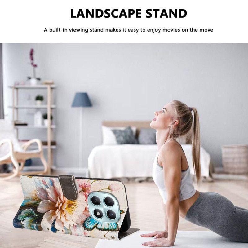 Flip Cover Xiaomi Redmi Note 15 5g Sommerfugl Og Blomster