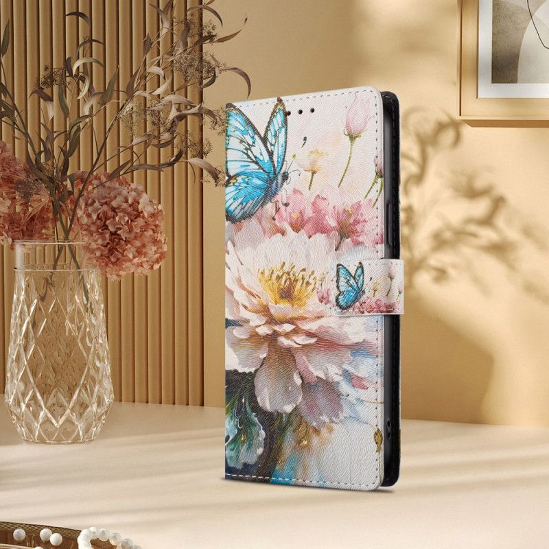 Flip Cover Xiaomi Redmi Note 15 5g Sommerfugl Og Blomster