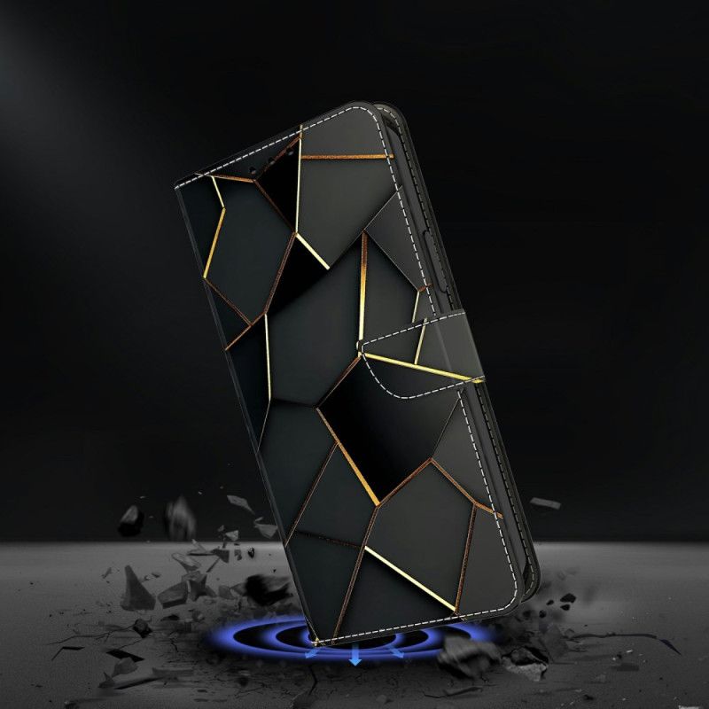 Flip Cover Xiaomi Redmi Note 15 5g Sort Og Guldmønster